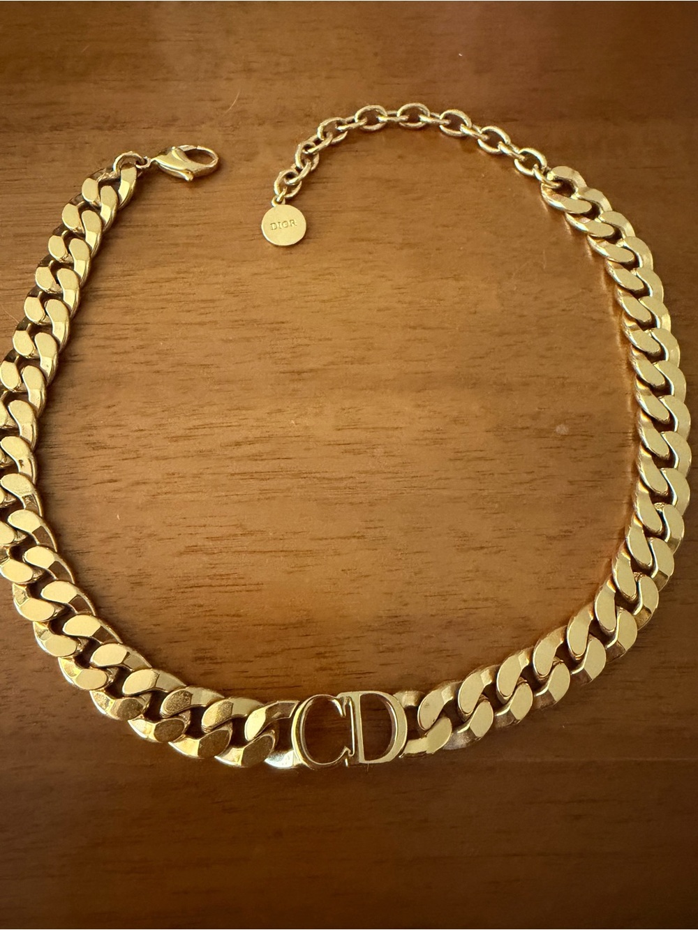 Dior Gold Curb Chain Necklace with CD Logo - Picture 4 of 4